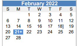 District School Academic Calendar for Palm Elementary for February 2022