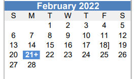 District School Academic Calendar for Mcbee Elementary for February 2022