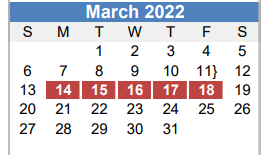 District School Academic Calendar for Mcbee Elementary for March 2022