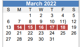 District School Academic Calendar for Leadership Academy for March 2022