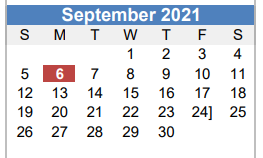 District School Academic Calendar for Southwest Middle School for September 2021