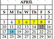 District School Academic Calendar for Axtell Bruceville-eddy Learning Ce for April 2022