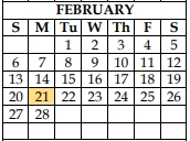 District School Academic Calendar for Challenge Academy for February 2022