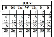 District School Academic Calendar for Waco Ctr For Youth for July 2021