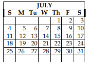 District School Academic Calendar for Challenge Academy for July 2021