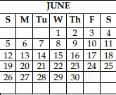 District School Academic Calendar for Waco Ctr For Youth for June 2022