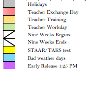 District School Academic Calendar Legend for Challenge Academy