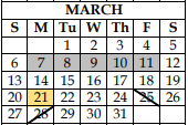 District School Academic Calendar for Challenge Academy for March 2022