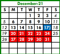 District School Academic Calendar for Azle Junior High South for December 2021