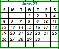 District School Academic Calendar for Tarrant Co J J A E P for June 2022