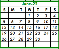 District School Academic Calendar for Walnut Creek Elementary for June 2022