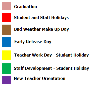 District School Academic Calendar Legend for Eagle Heights Elementary