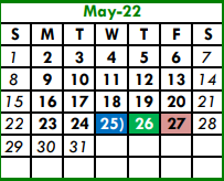 District School Academic Calendar for Walnut Creek Elementary for May 2022