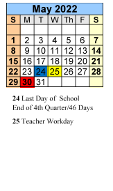 District School Academic Calendar for Fairhope K-1 Center for May 2022