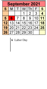 District School Academic Calendar for Baldwin High School for September 2021