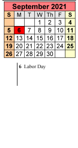 District School Academic Calendar for Daphne Middle School for September 2021