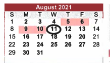 District School Academic Calendar for Fairview Accelerated for August 2021