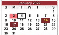 District School Academic Calendar for Fairview Accelerated for January 2022