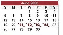 District School Academic Calendar for Ballinger Elementary for June 2022
