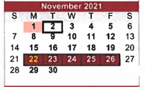 District School Academic Calendar for Fairview Accelerated for November 2021