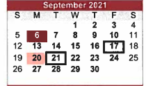 District School Academic Calendar for Fairview Accelerated for September 2021