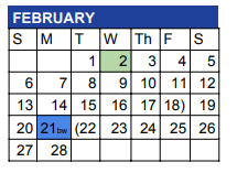 District School Academic Calendar for Bandera Middle for February 2022