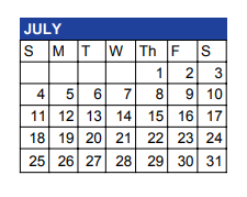 District School Academic Calendar for Hill Country Elementary for July 2021