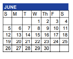 District School Academic Calendar for Alkek Elementary for June 2022