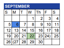 District School Academic Calendar for Alkek Elementary for September 2021