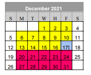 District School Academic Calendar for Early Special Program for December 2021