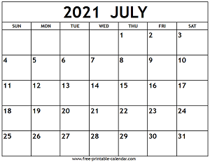 District School Academic Calendar for Early Special Program for July 2021