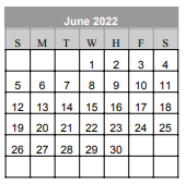 District School Academic Calendar for Early Special Program for June 2022