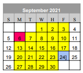 District School Academic Calendar for Early Special Program for September 2021