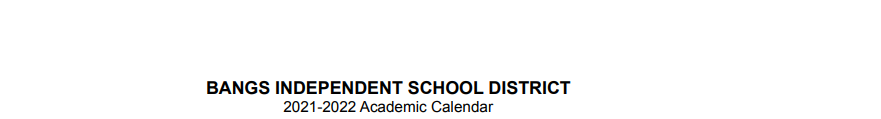 District School Academic Calendar for Early Special Program