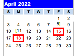 District School Academic Calendar for Gulf Coast High School for April 2022