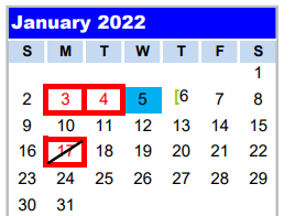 District School Academic Calendar for Gulf Coast High School for January 2022