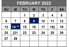 District School Academic Calendar for Cedar Creek Elementary for February 2022