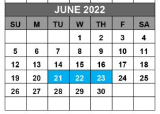 District School Academic Calendar for Bastrop High School for June 2022