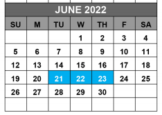 District School Academic Calendar for Bastrop County Juvenile Boot Camp for June 2022