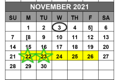 District School Academic Calendar for Bastrop County Juvenile Boot Camp for November 2021