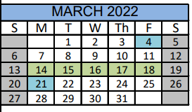 District School Academic Calendar for Mcallister Middle School for March 2022