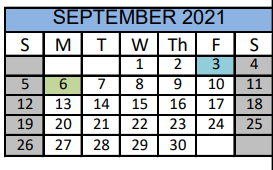 District School Academic Calendar for Mcallister Middle School for September 2021