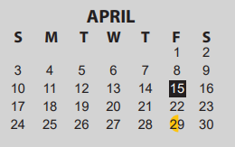 District School Academic Calendar for Amelia Elementary School for April 2022