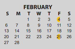 District School Academic Calendar for O C Taylor Ctr for February 2022