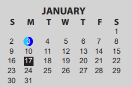 District School Academic Calendar for O C Taylor Ctr for January 2022