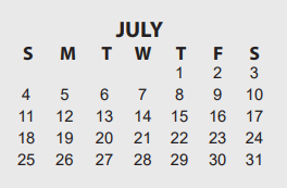 District School Academic Calendar for Curtis Elementary for July 2021