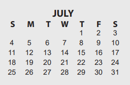 District School Academic Calendar for Jefferson Co Youth Acad for July 2021