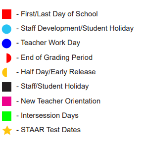 District School Academic Calendar Legend for O C Taylor Ctr