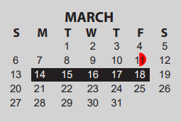 District School Academic Calendar for Bingman Head Start for March 2022
