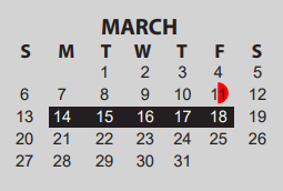 District School Academic Calendar for O C Taylor Ctr for March 2022